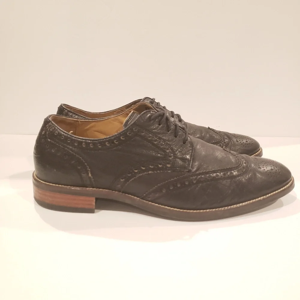 Cole Haan Grand.OS Men's Wingtip Dress Shoes Black Leather Brogue Oxfords Size10